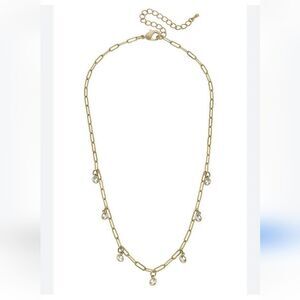Canvas Lyra Paperclip Chain Rhinestone Drip Necklace
